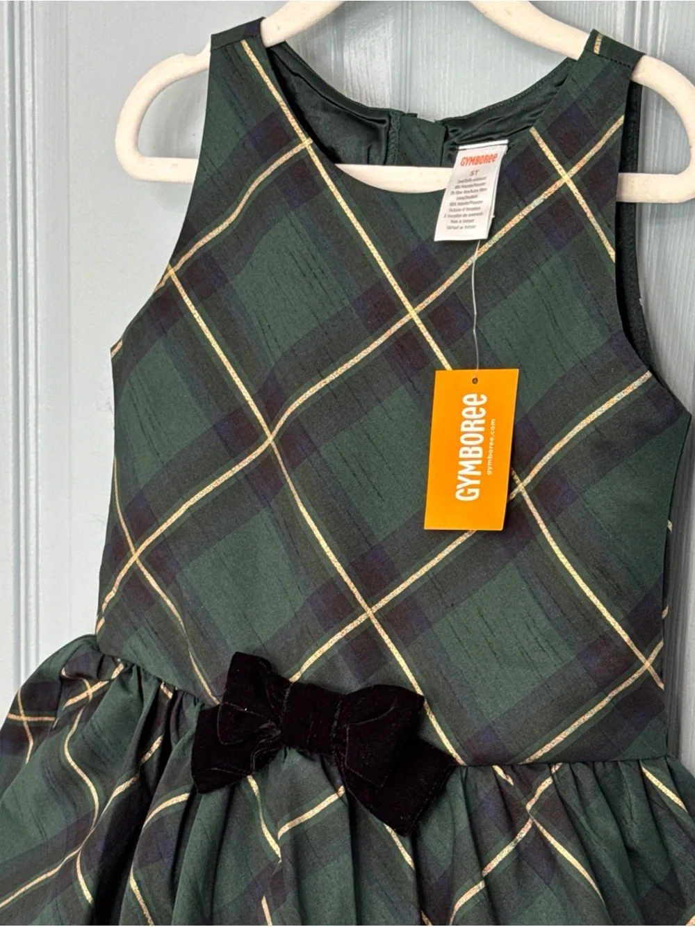 Gymboree Green Gold Plaid Royal Holiday Bubble Dress 5T NWT